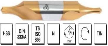 HSS DIN 333 / A Punta Matkabı - FORM A - TIN KAPLAMALI