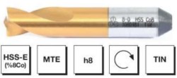 MTE - HSS -E (%8Co) Normu Punta Çürütme Matkap Ucu - KISA (Havalı Tabancalar İçin ) Tın Kaplı