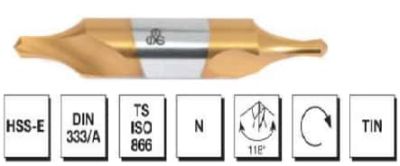 HSS-E DIN 333/A Punta Matkabı - Form A - Tın Kaplamalı