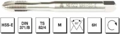 HSS - E DIN 371/B Metrik Normal Vidalı Eğik Ağız Bilemeli Makina Kılavuzu