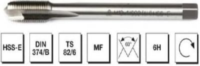 HSS - E DIN 374/B Metrik İnce Vidalı Eğik Ağız Bilemeli Makina Kılavuzu