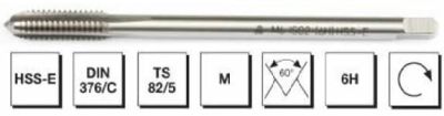 HSS - E DIN 376/C Metrik Normal Vidalı Düz Kanallı Makina Kılavuzu